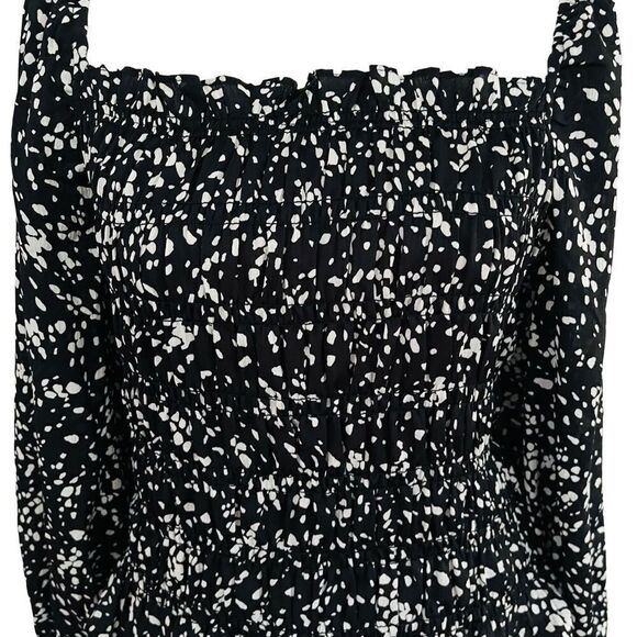 a.new.day black & white smocked on/off shoulder long sleeved top size M - Picture 9 of 10